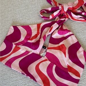 Zara Pink and Red Swirl Crop Top